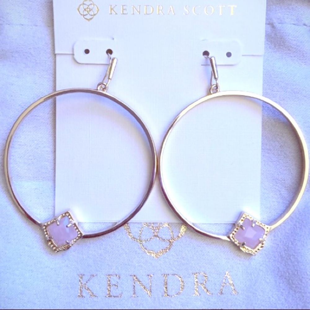 Kendra Scott Elberta Pink Quartz Hoop Earrings